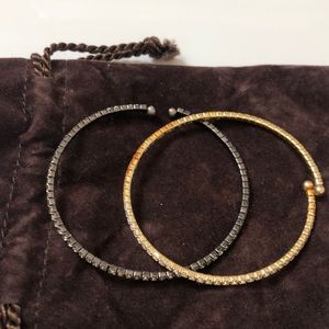 1 gold + pave stretch cuff -1 black + pave cuff